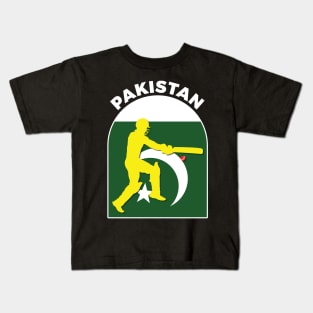 Pakistan Cricket Batsman Pakistan Flag Kids T-Shirt